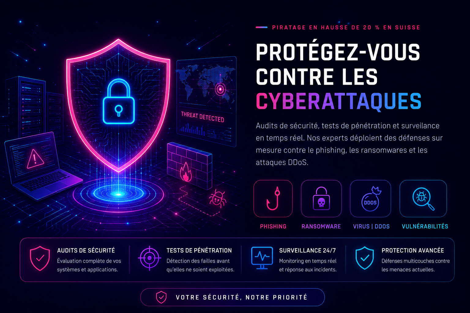 Protection contre les cyberattaques à Annemasse : bouclier de cybersécurité, défense contre phishing et ransomware